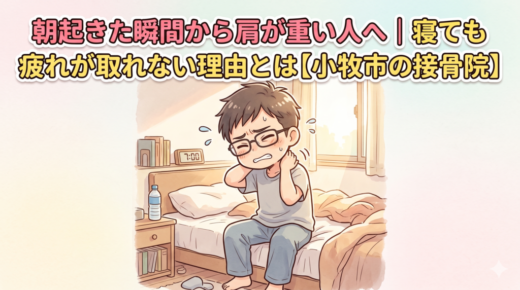小牧市で朝起きた瞬間から肩が重い方へ、寝ても疲れが取れない理由と首肩こりの関係を解説するアイキャッチ画像