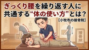 小牧市でぎっくり腰を繰り返す方へ、腰だけでなく股関節・骨盤・背中の使い方から見直す接骨院ケア
