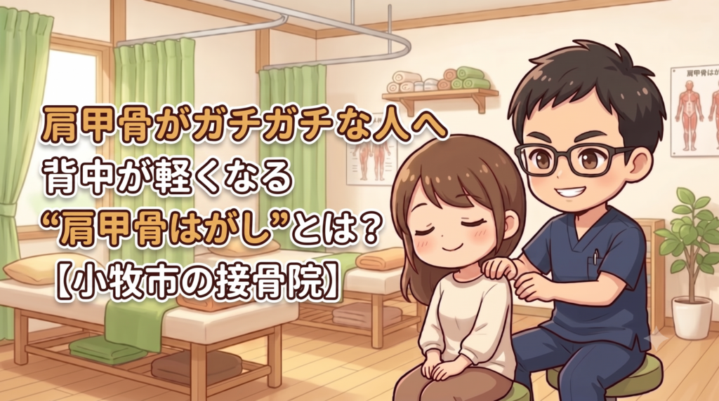 小牧市で肩甲骨まわりの硬さや背中の重だるさに悩む方へ、肩甲骨はがしで肩甲骨の動きを整える接骨院ケア