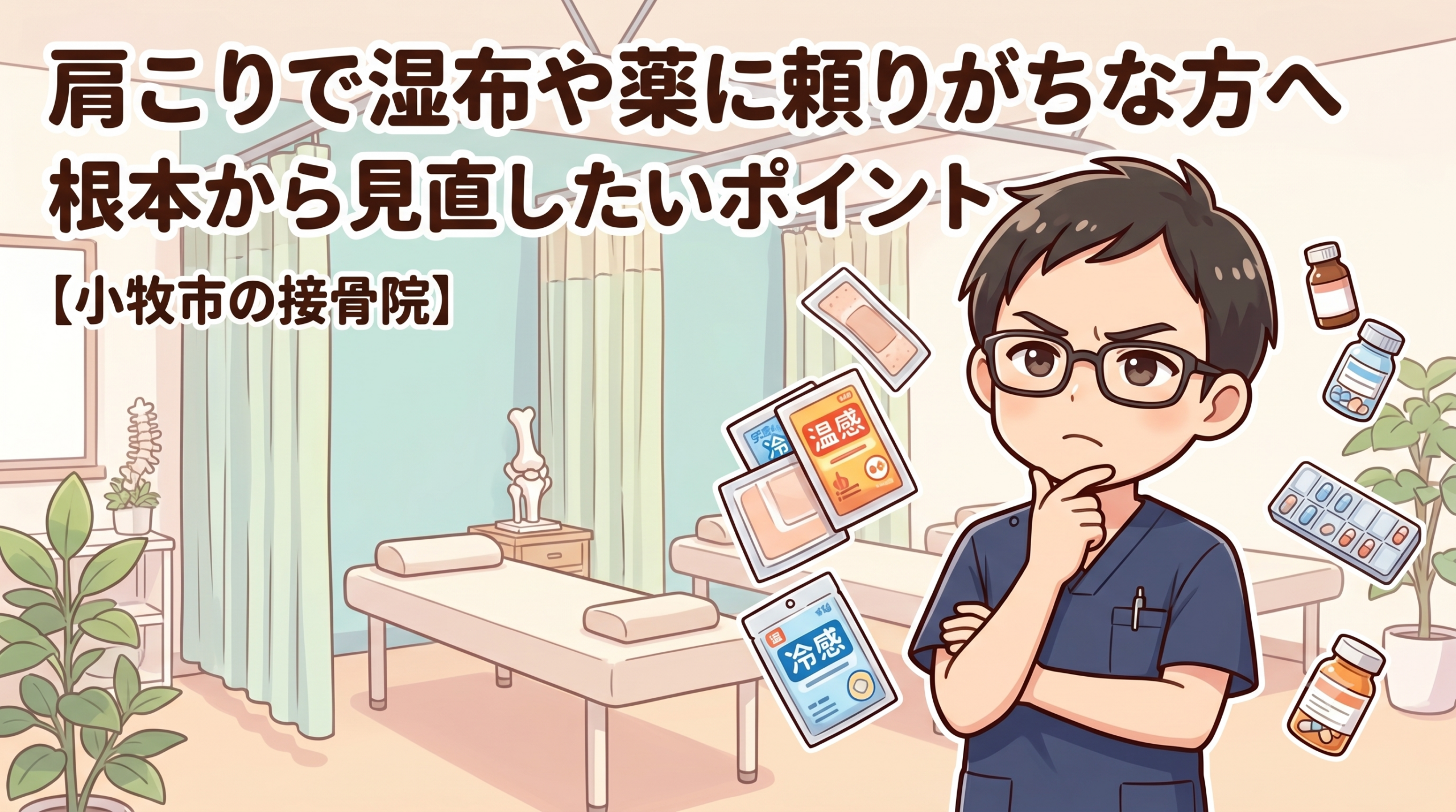 小牧市で肩こりに悩み湿布や薬に頼りがちな方へ、首・肩甲骨・背中・骨盤のバランスから根本的に見直す接骨院ケア