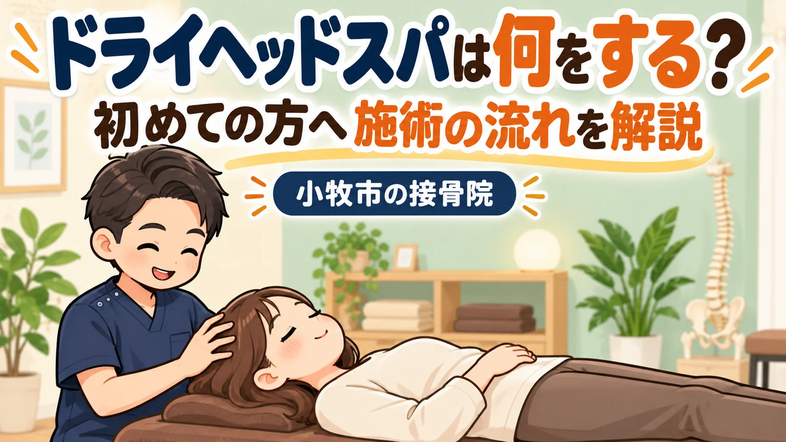 小牧市のドライヘッドスパのアイキャッチイラスト